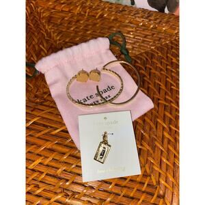 Kate Spade Jewelry Bundle Charm Cuff Bracelets Stud Earrings Dust Bag NWT/GUC
